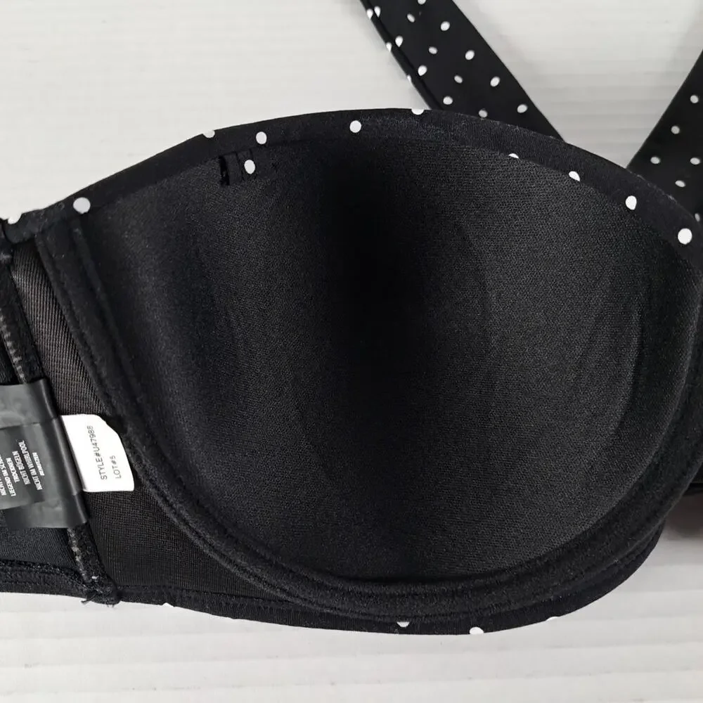 Coco Reef Bikini Swim Top Womens 36/38 C Black White Polka Dot Halter Underwire